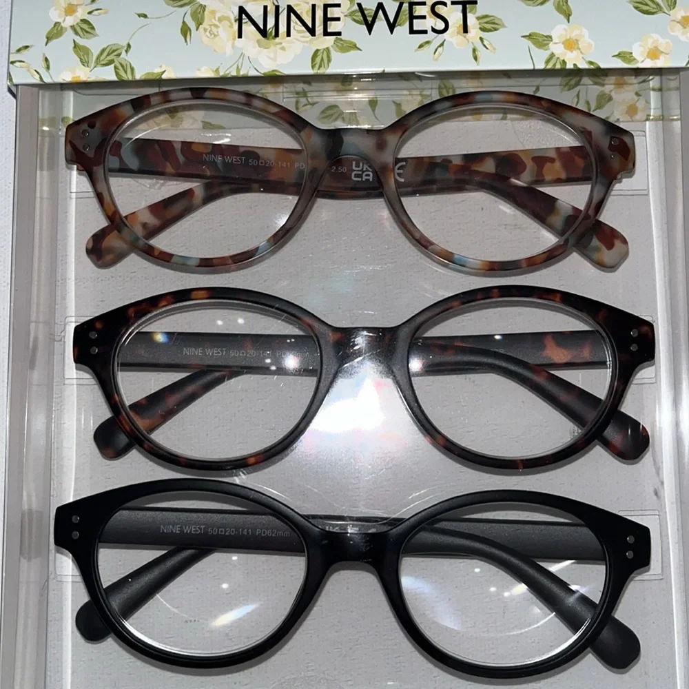 2.50 Nine West 3 pair pack  women’s reading glasses oval  animal print +2.50